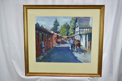 Lot 1282 - * Daniel Crane (b.1969) pair of signed limited edition prints - The Stables at Chester Racecourse and Waterloo Bridge, signed and numbered 15/100
