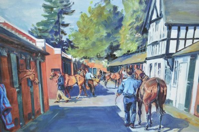 Lot 1282 - * Daniel Crane (b.1969) pair of signed limited edition prints - The Stables at Chester Racecourse and Waterloo Bridge, signed and numbered 15/100