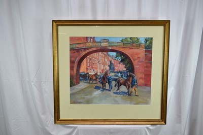 Lot 1282 - * Daniel Crane (b.1969) pair of signed limited edition prints - The Stables at Chester Racecourse and Waterloo Bridge, signed and numbered 15/100