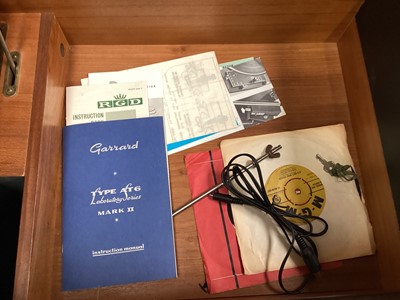 Lot 1351 - Vintage Garrard radiogram in teak case, 152cm wide, 40.5cm deep, 68.5cm high