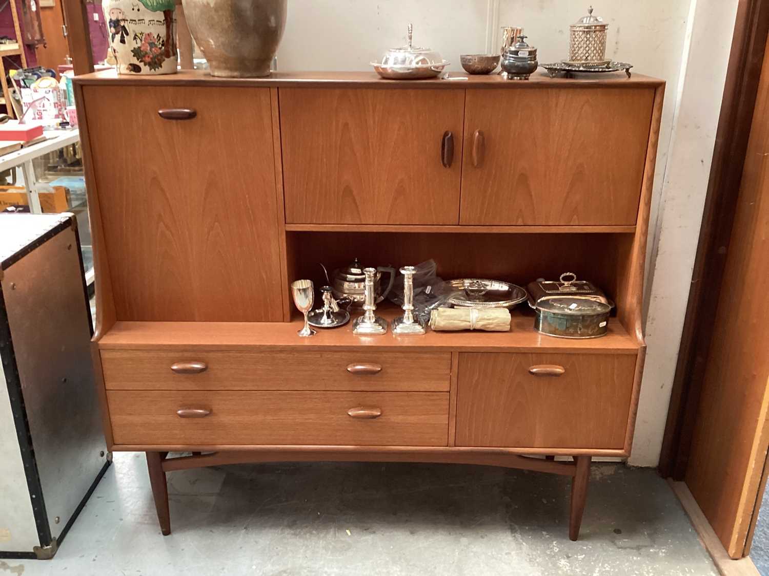 Lot 1352 - Mid century teak G Plan sideboard, 152cm wide, 43cm deep, 136cm high