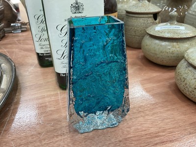 Lot 545 - Whitefriars Kingfisher blue coffin vase, designed by Geoffrey Baxter.