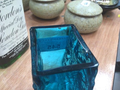 Lot 545 - Whitefriars Kingfisher blue coffin vase, designed by Geoffrey Baxter.