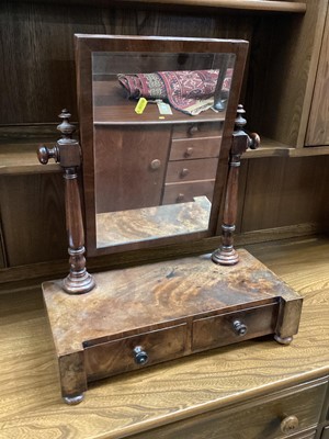 Lot 1370 - Nineteenth century mahogany toilet mirror with two drawers below