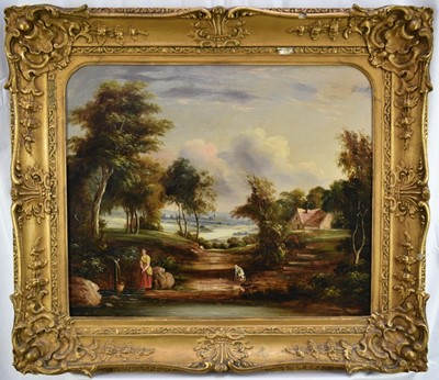 Lot 1482 - English School, 19th century, pair of oils on canvas - Extensive Landscapes, 51cm x 61cm, in original gilt frames