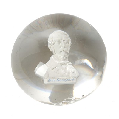 Lot 2 - 19th century French Clichy sulphide paperweight of Louis Bonaparte