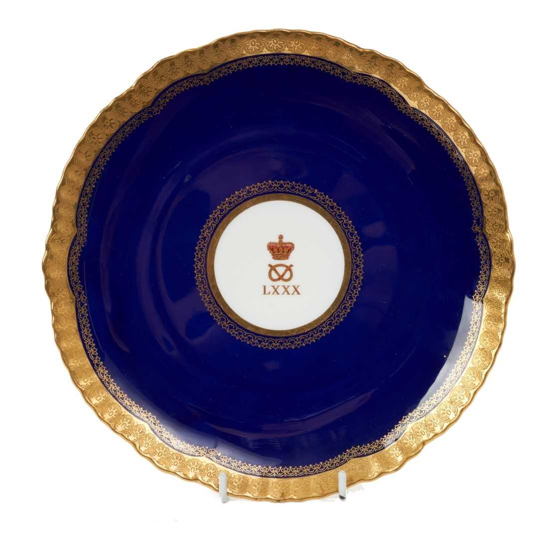 Lot 4 - Victorian Mintons Staffordshire regimental plate with printed Asprey retailers mark to reverse.