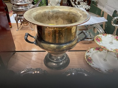 Lot 581 - Silver plated two handled wine cooler.