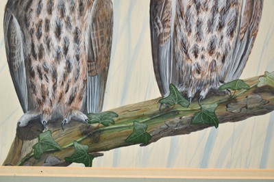 Lot 149 - *Mark Chester (b.1960), acrylic - Young Tawny's, signed, label verso, 26cm x 38cm, in glazed frame