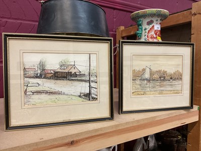 Lot 591 - K. H. Garwood pair of ink and watercolour studies of River Thurne (2)