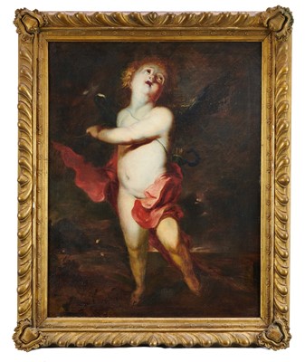 Lot 1346 - After Van Dyke, 19th century, oil on canvas - Depiction of Cupid, 66cm x 52cm, in gilt frame