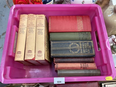 Lot 604 - Three Sir Alfred Munnings books together with Mrs Beeton books (1 box)