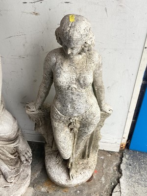 Lot 1388 - Garden statue, 67cm high, together with a chimney pot, 79cm high (2)