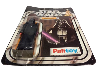 Lot 106 - Palitoy Star Wars  Darth Vader 4 1/4" action figure, with Light Saber & Removable Cape, on punched card (1)