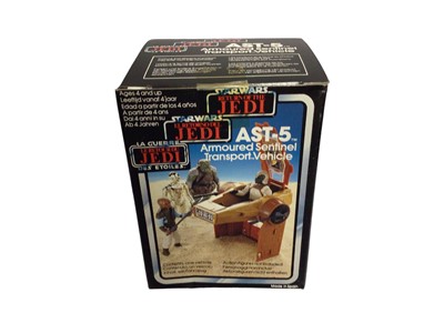 Lot 115 - Palitoy Tri Logo Star Wars The Reutrn of the Jedi AST-5 Armoured Sentinel & One-Man Sail Skiff, boxed (2)