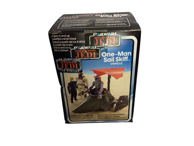 Lot 115 - Palitoy Tri Logo Star Wars The Reutrn of the Jedi AST-5 Armoured Sentinel & One-Man Sail Skiff, boxed (2)