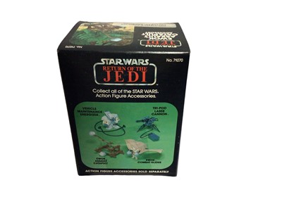 Lot 119 - Kenner Star Wars Return of the Jedi Radar Laser Cannon No.93440 & Ewok Assault Catapult No.71070, box sellotaped (Ewok with Palitoy Sticker) (2)