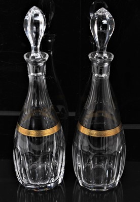 Lot 242 - Pair of good quality contemporary crystal decanters with slice cut and gilded decoration by Joh. Oertel & Co