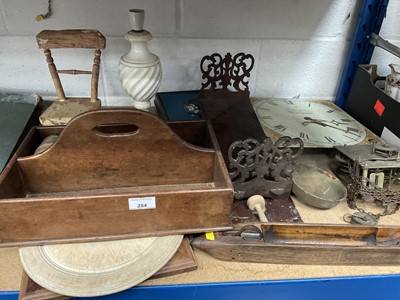 Lot 284 - Antique cutlery tray, 19th century clock dial and movement and sundry items