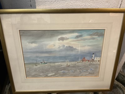 Lot 295 - Roland Vivian Pitchforth (1895-1982) watercolour, harbour scene, signed, 30 x 45cm, framed.