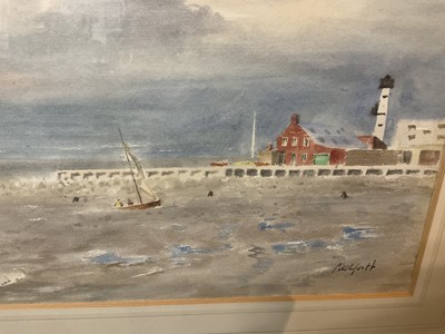 Lot 295 - Roland Vivian Pitchforth (1895-1982) watercolour, harbour scene, signed, 30 x 45cm, framed.