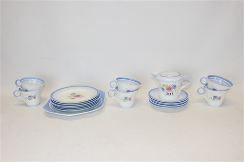 Lot 2141 - Shelley tea set with blue banding and floral...