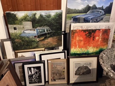 Lot 298 - Lot oil paintings, prints and sundry pictures