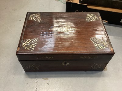 Lot 672 - Victorian rosewood work box and an ebonised mirror (2)