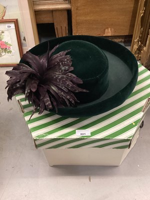 Lot 801 - Two vintage ladies hats. Including one by Sylvia Fletcher and one by Philip Treacy. Including boxes.