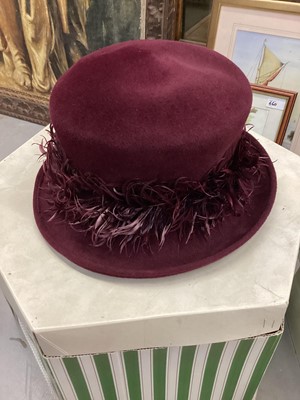 Lot 801 - Two vintage ladies hats. Including one by Sylvia Fletcher and one by Philip Treacy. Including boxes.