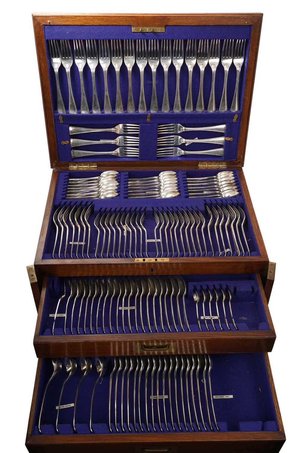 Lot 541 - Part canteen of Victorian silver fiddle and thread pattern cutlery