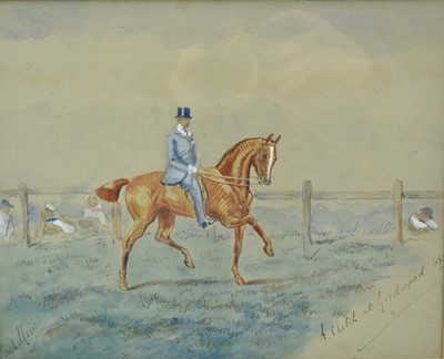 Lot 1273 - Finch Mason (1850-1915) watercolour - 'A sketch at Goodwood 1885', signed and inscribed, 22cm x 28cm, in glazed gilt frame