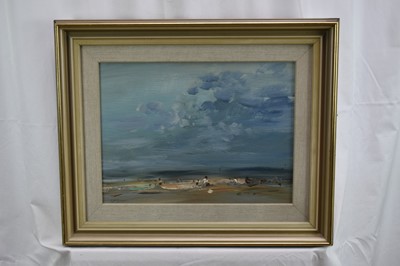 Lot 1131 - *Peter Burman (b.1941) near pair of oils on board - Norfolk River Landscape and Beach, signed, 29cm x 39cm, in glazed frames
