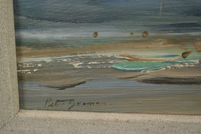 Lot 1131 - *Peter Burman (b.1941) near pair of oils on board - Norfolk River Landscape and Beach, signed, 29cm x 39cm, in glazed frames