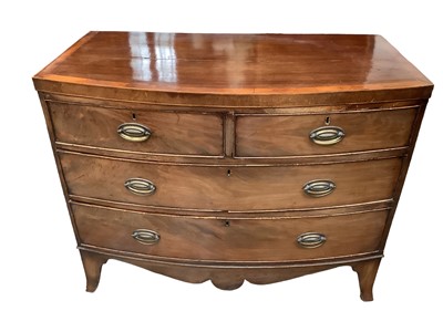 Lot 1622 - Regency mahogany bowfront chest of two short over two long drawers