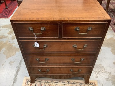 Lot 1647 - Small size Regency style mahogany chest on splayed bracket feet