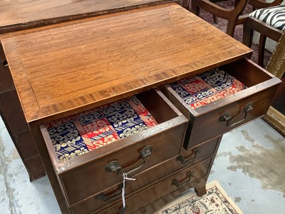 Lot 1647 - Small size Regency style mahogany chest on splayed bracket feet