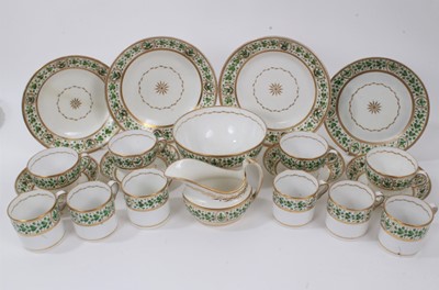 Lot 314 - Part service of Regency gilt and green leaf decorated porcelain table wares