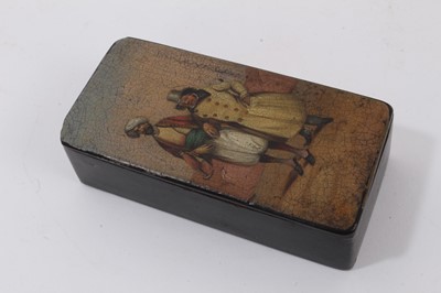 Lot 261 - Small Victorian brass box with inset engraving of the Ancient House, Ipswich, together with a papier mâché snuff box