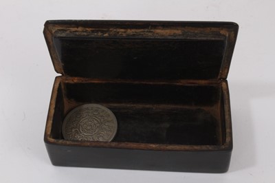 Lot 261 - Small Victorian brass box with inset engraving of the Ancient House, Ipswich, together with a papier mâché snuff box