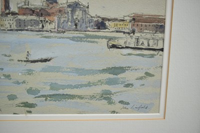 Lot 100 - *John Linfield (b.1930) watercolour, San Giorgio, Early Morning, signed, titled verso, 24.5cm x 31cm, in glazed gilt frame