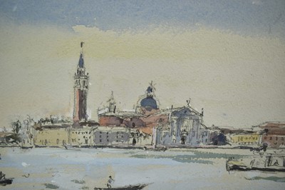 Lot 100 - *John Linfield (b.1930) watercolour, San Giorgio, Early Morning, signed, titled verso, 24.5cm x 31cm, in glazed gilt frame
