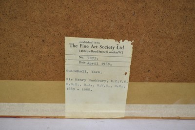 Lot 1503 - *Henry Rushbury (1889-1968), watercolour, Guildhall, York