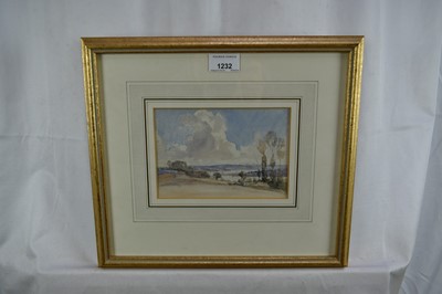 Lot 1232 - Thomas Churchyard (1798-1865) watercolour - Extensive River Landscape, 12cm x 17.5cm, in glazed gilt frame