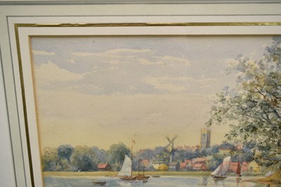 Lot 1230 - Attributed to Thomas Churchyard (1798-1865) watercolour - Bustling scene on the, 18.5cm x 29cm, in glazed gilt frame