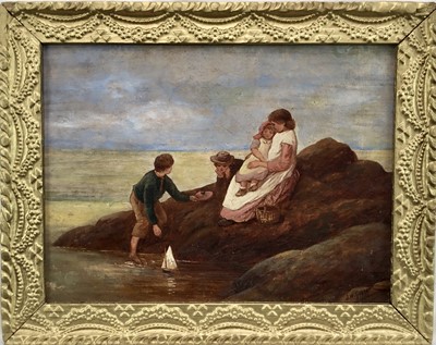 Lot 215 - James W. Gozzard (1888-1950), oil on board, "The Toy Boat", signed, in gilt frame, 22 x 29cm