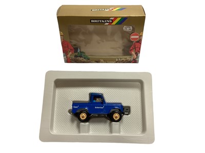 Lot 157 - Britains British Gas Land Rover with winch No.9924, Autoway Pipe Transporter No.9844, Liquid Tanker No.9842, all boxed & Flatbed Transporter (box flattened) No.9582 (4)