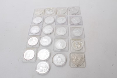 Lot 407 - Australia - Mixed 1oz fine silver Kookaburra One Dollar coins (21 coins)