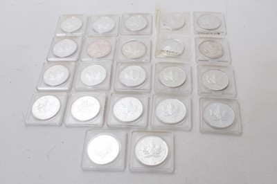 Lot 408 - Canada - Mixed 1oz fine silver Maple Leaf Five Dollar coins (22 coins)