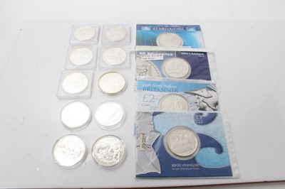 Lot 410 - G.B. - Mixed 1oz fine silver Britannia £2 coins (14 coins)